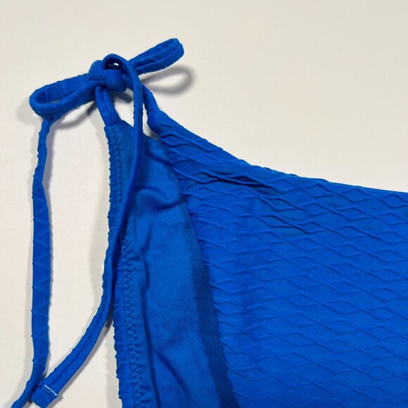 Victoria Secret Medium M Side Tie CHEEKY Bikini Bottom Textured Shocking Blue - Picture 3 of 6